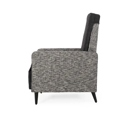 Murdock Outdoor Wicker Recliner - Black/Dark Gray - Christopher Knight Home 6 Murdock Outdoor Wicker Recliner - Black/Dark Gray - Christopher Knight Home - Image 6