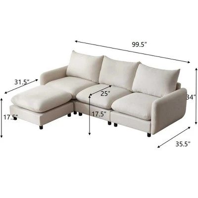 Christopher Knight Home Acker 4 Pieces Modern L Shape Upholstered Sectional Sofa Set, White 2 Christopher Knight Home Acker 4 Pieces Modern L Shape Upholstered Sectional Sofa Set, White - Image 2
