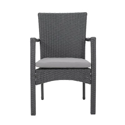 Corsica Set Of 2 Wicker Dining Chair With Cushions - Gray - Christopher Knight Home 2 Corsica Set Of 2 Wicker Dining Chair With Cushions - Gray - Christopher Knight Home - Image 2
