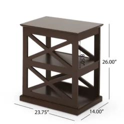 Vernon Contemporary 2 Shelf Side Table Dark Walnut - Christopher Knight Home -FurniVerse Store GUEST d512830e 114d 41f0 9947 75f1d0089e03