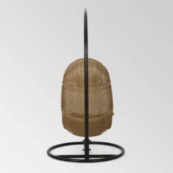 Ripley Outdoor Wicker Hanging Chair With Stand - Light Brown/Dark Gray - Christopher Knight Home -FurniVerse Store GUEST d5a443ed d538 4910 a916 7a5e9c4e9e59