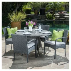 Theodore 5pc Wicker Patio Dining Set - Christopher Knight Home -FurniVerse Store GUEST d6a686ba 8d4e 486b bc4c e8cf789df10f