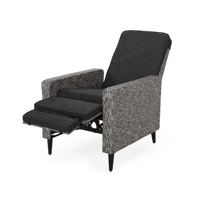 Murdock Outdoor Wicker Recliner - Black/Dark Gray - Christopher Knight Home 3 Murdock Outdoor Wicker Recliner - Black/Dark Gray - Christopher Knight Home - Image 3