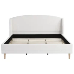 Christopher Knight Home Nicky Boucle Upholstered Platform Bed With Wingback Headboard, White -FurniVerse Store GUEST d79fbe5d 1dc8 4935 af1b b0b36b9d6ff6