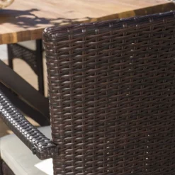 Brandywine 6pc Acacia Wood/Wicker Patio Dining Set - Brown/Cream - Christopher Knight Home -FurniVerse Store GUEST d8816a83 39de 4182 98eb cd35a671c989