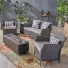 Christopher Knight Home Khaden Outdoor Wicker 4 Seater Chat Set With Fire Pit