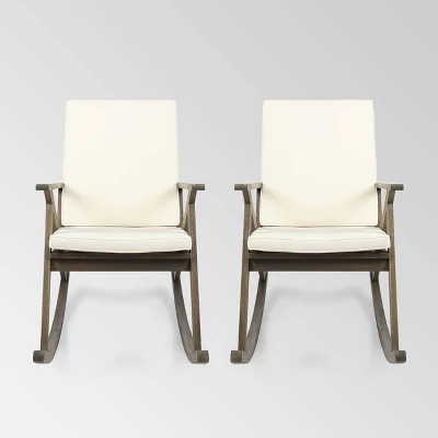 Gus 2pk Acacia Wood Rocking Chair - Christopher Knight Home 5 Gus 2pk Acacia Wood Rocking Chair - Christopher Knight Home - Image 5