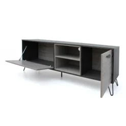 Isadora 71" Mid Century TV Stand For TVs Up To 74" Sonoma Gray/Black - Christopher Knight Home -FurniVerse Store GUEST da64da3f fc40 45db 9b7e 9d95871087ba
