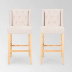 Set Of 2 Lansglen Button Tufted Wingback Barstools - Christopher Knight Home -FurniVerse Store GUEST db28c490 94a8 4518 bf96 a2d9a1620196