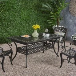 Christopher Knight Home McMillan Outdoor 81" Cast Aluminum Expandable Dining Table, Shiny Copper