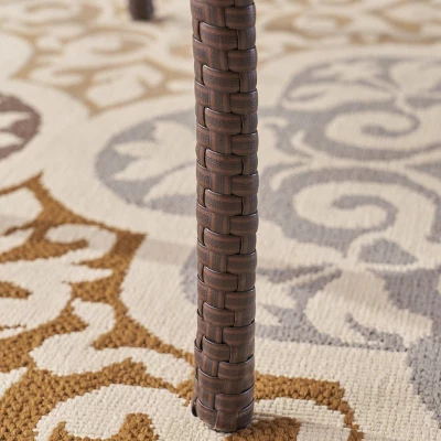 Collins 5pc Acacia Wood & Wicker Dining Set - Teak/Brown - Christopher Knight Home 3 Collins 5pc Acacia Wood & Wicker Dining Set - Teak/Brown - Christopher Knight Home - Image 3