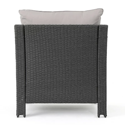 Christopher Knight Home Antibes Outdoor Wicker Club Chairs With Cushions (Set Of 2), Gray/Light Gray 5 Christopher Knight Home Antibes Outdoor Wicker Club Chairs With Cushions (Set Of 2), Gray/Light Gray - Image 5