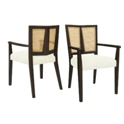 Christopher Knight Home Hana Rubberwood Upholstered Dining Arm Chairs With Cane Webbing(Set Of 2) -FurniVerse Store GUEST df06e437 c037 4ce0 829c bb35462621b6