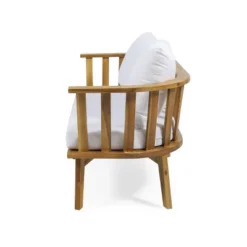 Solano Outdoor Wooden Loveseat With Cushions - White/Teak - Christopher Knight Home -FurniVerse Store GUEST df0cde68 9140 45ca a664 5d63489bbe71