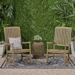 Christopher Knight Home Arcadia Outdoor Acacia Wood Rocking Chairs (Set Of 2)