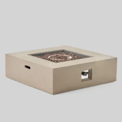 Illona 7pc Acacia Wood V-Shaped Sofa & Square Fire Table Set Teak/Crme/Light Gray- Christopher Knight Home -FurniVerse Store GUEST e086a04f 2d64 4d65 a22e eda094252629