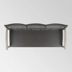 Hampton Wood & Wicker Sofa - Light Gray/Black - Christopher Knight Home -FurniVerse Store GUEST e2e1e6f3 e3f8 4e09 b593 1c2693544caf