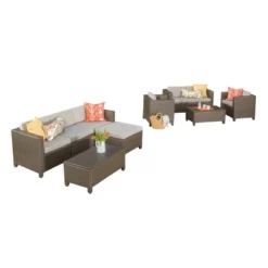 Puerta 9pc Wicker Sofa Set - Brown - Christopher Knight Home