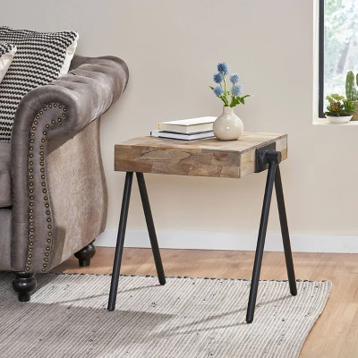 Gurley Handcrafted Modern Industrial Mango Wood Side Table Gray/Black - Christopher Knight Home 1 Gurley Handcrafted Modern Industrial Mango Wood Side Table Gray/Black - Christopher Knight Home