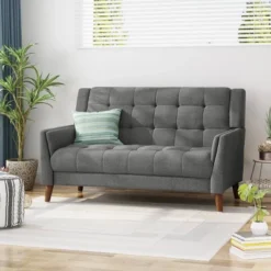 Candace Mid Century Modern Loveseat Dark Gray - Christopher Knight Home
