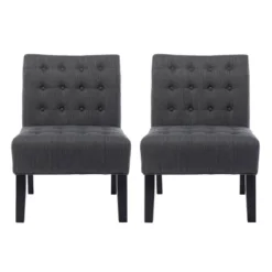 Set Of 2 Lewis Contemporary Fabric Tufted Slipper Chairs - Christopher Knight Home -FurniVerse Store GUEST e66721c0 6efe 476a 9873 560dc0d050e2