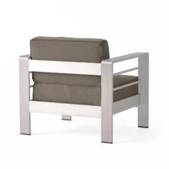 Cape Coral 5pc Aluminum And MGO Seating Set With Fire Table Khaki/Light Gray - Christopher Knight Home -FurniVerse Store GUEST e66e5e20 9d23 40cd 8786 523d86b275d2