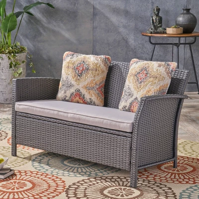 St. Lucia Wicker Loveseat - Gray - Christopher Knight Home 5 St. Lucia Wicker Loveseat - Gray - Christopher Knight Home - Image 5