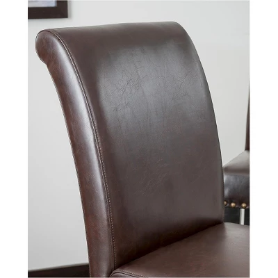 Set Of 2 Christopher Knight Home Lissette Leather Barstool - Brown 2 Set Of 2 Christopher Knight Home Lissette Leather Barstool - Brown - Image 2