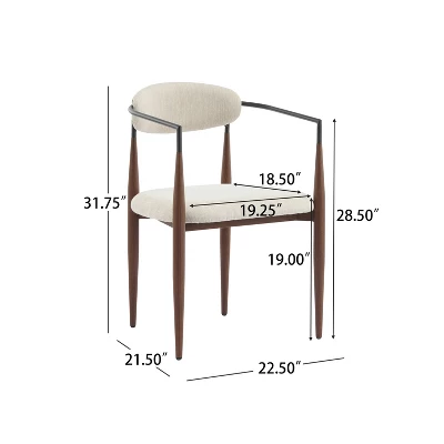 Christopher Knight Home Jaromir Modern Upholstered Iron Dining Chairs With Curved Open Back (Set Of 2) 2 Christopher Knight Home Jaromir Modern Upholstered Iron Dining Chairs With Curved Open Back (Set Of 2) - Image 2