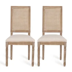 Set Of 2 Regina French Country Wood And Cane Upholstered Dining Chairs - Christopher Knight Home -FurniVerse Store GUEST e77ca408 5f2b 4e24 8b3e b8866c54712c