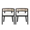 Christopher Knight Home Cinnabar 19.75" Seat Height Upholstered Rubberwood Tub Dining Chairs With Cane Back(Set Of 2)