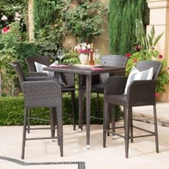 Christopher Knight Home Landis Outdoor Wicker 5 Piece Bar Set, Multibrown -FurniVerse Store GUEST ea06868e 456d 473f bda4 576c23cb3fc1