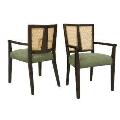 Christopher Knight Home Hana Rubberwood Upholstered Dining Arm Chairs With Cane Webbing(Set Of 2) -FurniVerse Store GUEST ea369a3d ce8b 43b6 91b2 7bc0dd5003ae