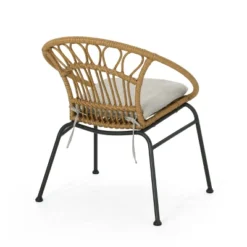 Christopher Knight Home Banya Outdoor Wicker And Iron 3 Piece Chat Set With Tempered Glass Table, Light Brown/Beige -FurniVerse Store GUEST ebea1079 b521 4af1 b776 15748014014a