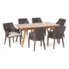 Christopher Knight Home Hemlock Outdoor Wicker And Acacia Wood 7 Piece Dining Set With Cushion
