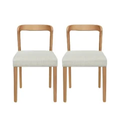 Christopher Knight Home Sonore Contemporary Rubberwood Upholstered Dining Chairs With Curved Open Back (Set Of 2)