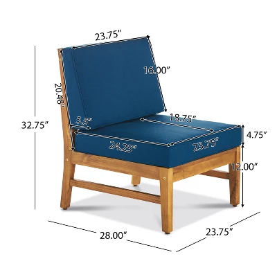 Christopher Knight Home Illona Outdoor Acacia Wood 6 Seater Sectional Sofa And Club Chair Set With Fire Pit 2 Christopher Knight Home Illona Outdoor Acacia Wood 6 Seater Sectional Sofa And Club Chair Set With Fire Pit - Image 2