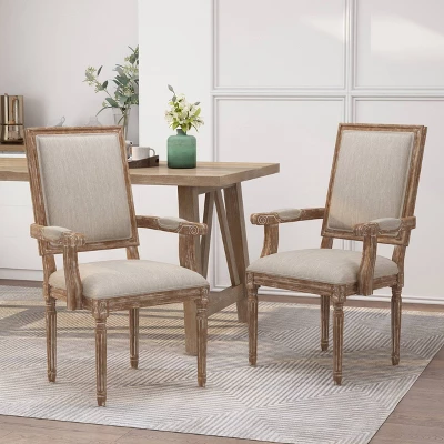 Set Of 2 Maria French Country Wood Upholstered Dining Chairs - Christopher Knight Home 1 Set Of 2 Maria French Country Wood Upholstered Dining Chairs - Christopher Knight Home