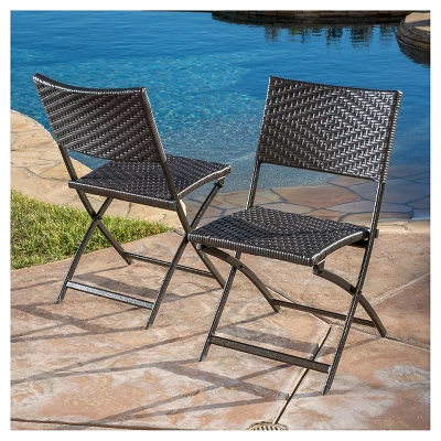 El Paso Set Of 2 Wicker Patio Folding Chairs: Weather-Resistant, UV-Protected - Christopher Knight Home 1 El Paso Set Of 2 Wicker Patio Folding Chairs: Weather-Resistant, UV-Protected - Christopher Knight Home