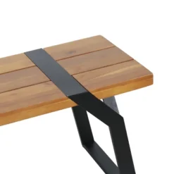 Varva Outdoor Acacia Wood Dining Bench Teak/Black - Christopher Knight Home