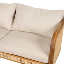 Christopher Knight Home Maciej 56" Patio Rustic Acacia Wood Upholstered Sofa With Rattan-Wrapped Frame -FurniVerse Store GUEST f033adef a5e8 4ef3 9451 a38be1c5c5a7