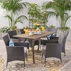 Christopher Knight Home Zain Outdoor Acacia Wood And Wicker 7 Piece Dining Set With Cushion 17 Christopher Knight Home Zain Outdoor Acacia Wood And Wicker 7 Piece Dining Set With Cushion -FurniVerse Store GUEST f120280c b555 4b1b a5b5 9ebcb18c302a