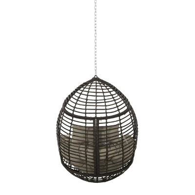 Morris Indoor/Outdoor Wicker Hanging Chair With 8' Chain - Christopher Knight Home 4 Morris Indoor/Outdoor Wicker Hanging Chair With 8' Chain - Christopher Knight Home - Image 4