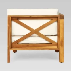 Brava 4pc Acacia Modular Sofa And Table Set - Teak/Beige - Christopher Knight Home -FurniVerse Store GUEST f24f34f1 1677 4be5 b2fd 9af1fb3ac56e