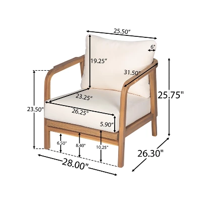 Christopher Knight Home Ivana Patio Woven Rope Acacia Wood Club Chair With Deep Cushions 2 Christopher Knight Home Ivana Patio Woven Rope Acacia Wood Club Chair With Deep Cushions - Image 2