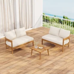 Christopher Knight Home Corwin 4-Seater Rustic Outdoor Acacia Sectional Sofa With Cushions -FurniVerse Store GUEST f3b5e218 9cc0 4f08 be4f 58631d7ce155