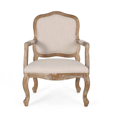 Set Of 2 Andrea French Country Wood Upholstered Dining Armchairs - Christopher Knight Home 2 Set Of 2 Andrea French Country Wood Upholstered Dining Armchairs - Christopher Knight Home - Image 2