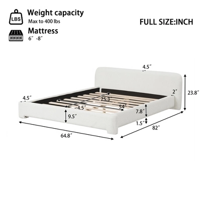 Christopher Knight Home Samson Modern Boucle Upholstered Wood Platform Bed With Headboard, White 2 Christopher Knight Home Samson Modern Boucle Upholstered Wood Platform Bed With Headboard, White - Image 2