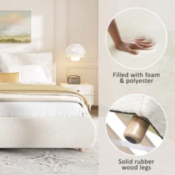 Christopher Knight Home Nicolas Boucle Upholstered Platform Bed With Removable Pillow Headboard -FurniVerse Store GUEST f72b7791 7a9a 414c 9bdf 54982c4803ea