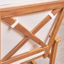 Candel Acacia Wood Rocking Patio Chair Teak / Cream - Christopher Knight Home -FurniVerse Store GUEST f78b88a3 781a 40ad b0ce fb3cb3ac6c0d